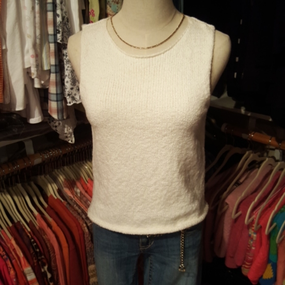 MARGARET O'LEARY ♡ Gorgeous Never Worn Soft White Handknit Sleeveless Top 1 | XS - Picture 1 of 16